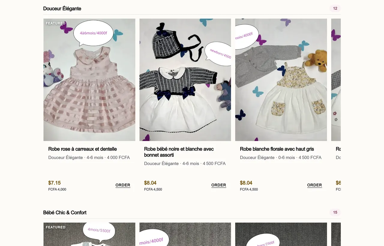 Catalog of the Fashion Kids by GG store built with Meyandy: children's clothing, prices and an Order button