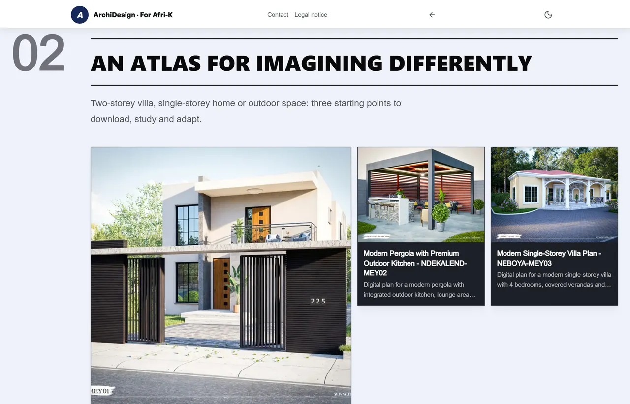 Plan atlas on the ArchiDesign · For Afri-K website, built with Web Space and published on its own domain, 4afrik.com