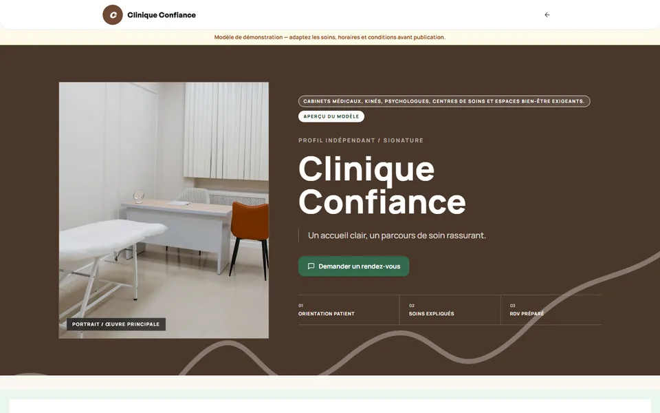 Preview of the Trusted Clinic template