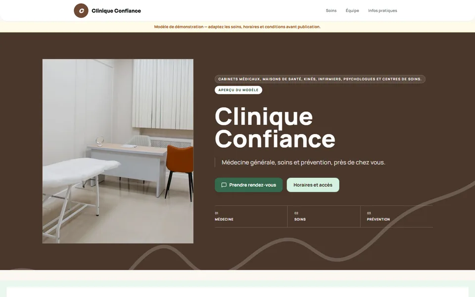 Preview of the Trusted Clinic template
