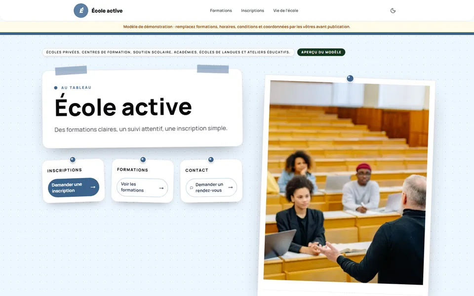 Preview of the Active School template