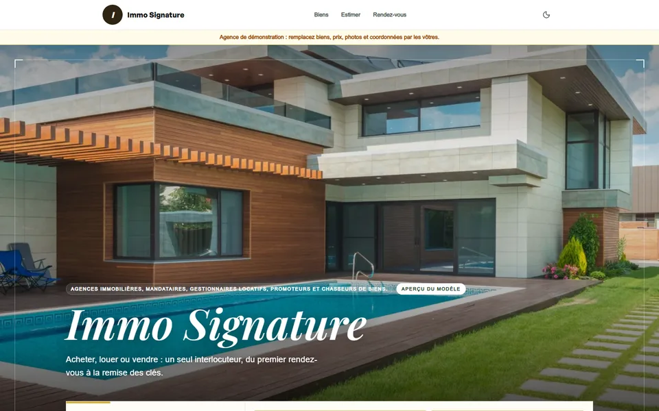 Preview of the Signature Estates template