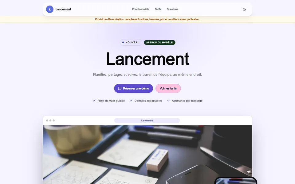Preview of the Launch template