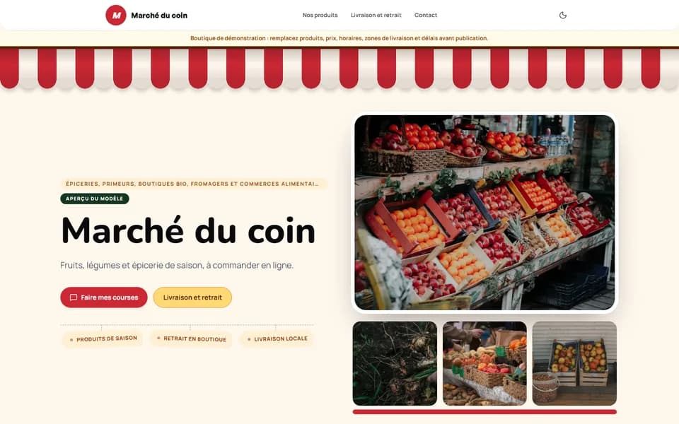 Preview of the Corner Market template