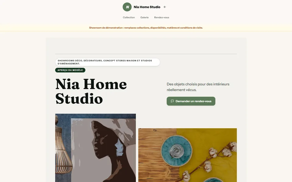 Preview of the Nia Home Studio template
