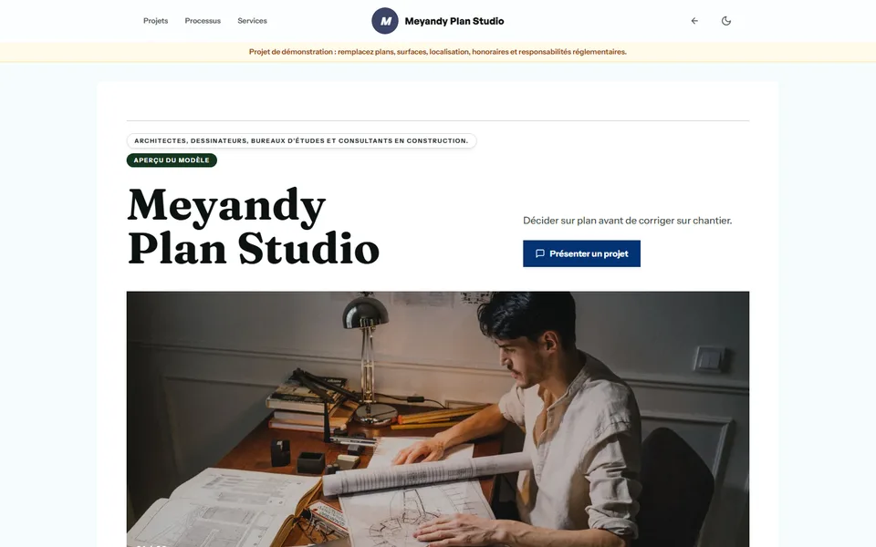 Preview of the Meyandy Plan Studio template