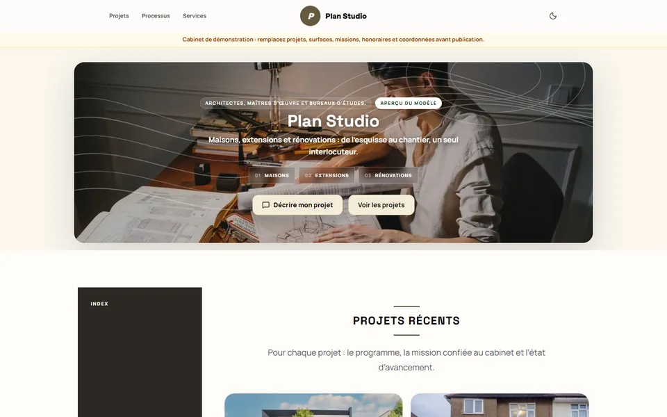 Preview of the Plan Studio template