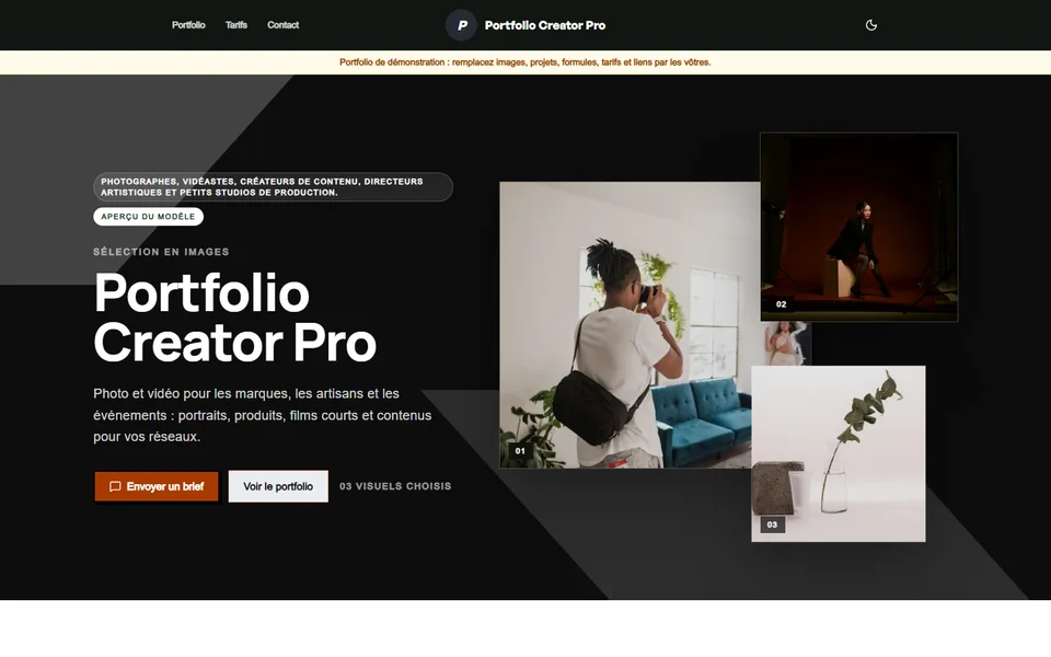Preview of the Portfolio Creator Pro template