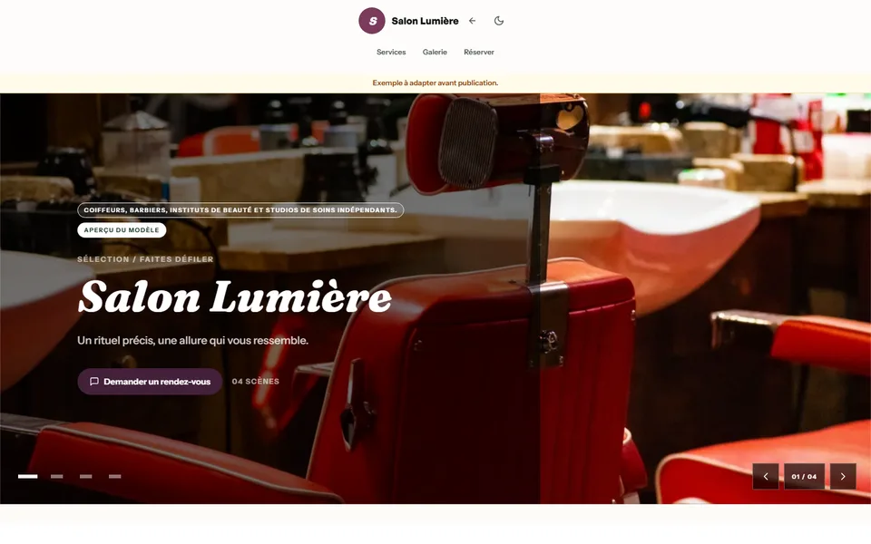 Preview of the Salon Lumiere template