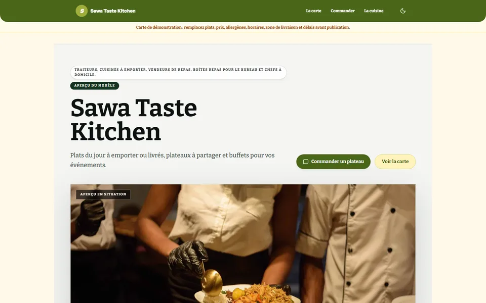 Preview of the Sawa Taste Kitchen template