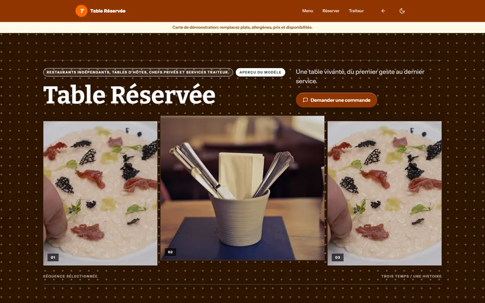 Preview of the Reserved Table template