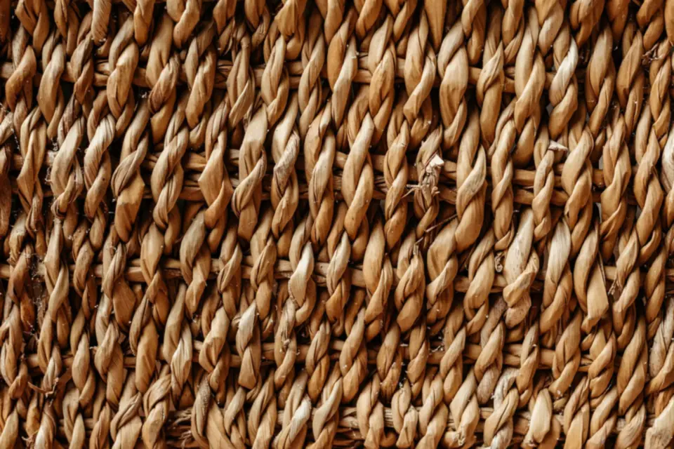 Close-up of a woven straw surface.